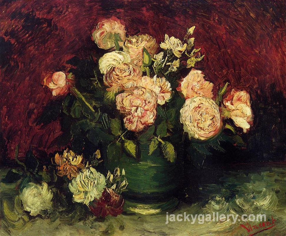 Bowl with Peonies and Roses, Van Gogh painting